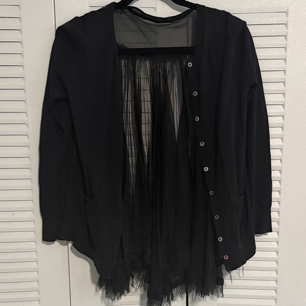 Black Sheer Panel Cardigan